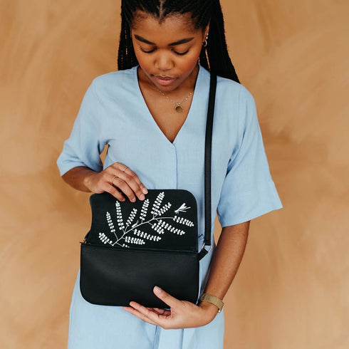 Handtasche Leder | schwarz