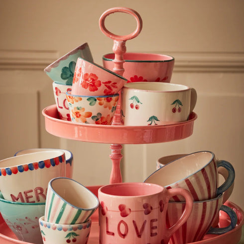 Handbemalter Espresso Becher | orange Flowers