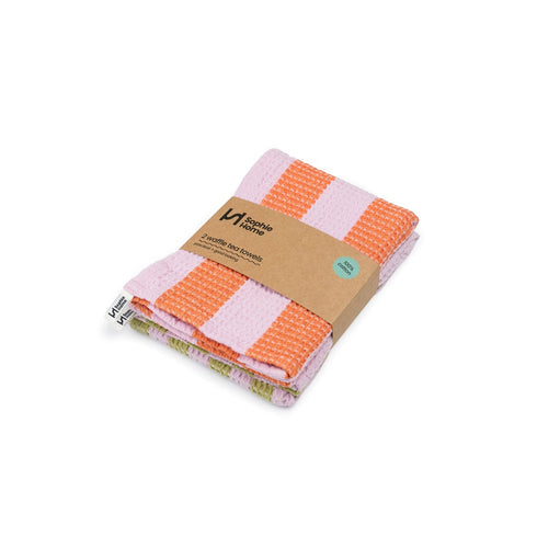 2er Set Geschirrtuch Waffle | pink stripes