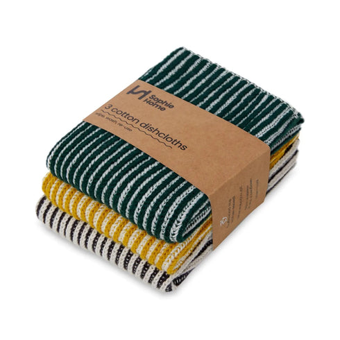 3er Set Spültuch gerippt | citrus, forest, coal