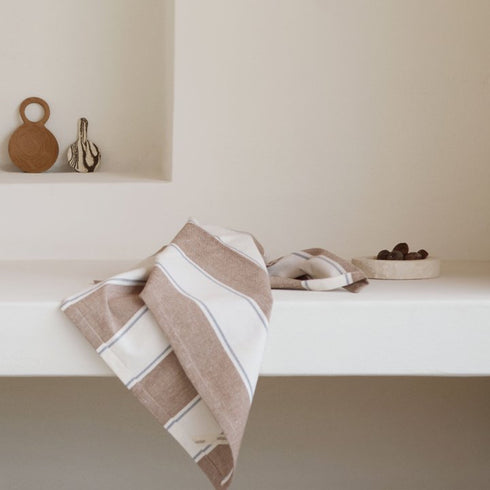 2er Set Geschirrtuch Reco | caramel & blue