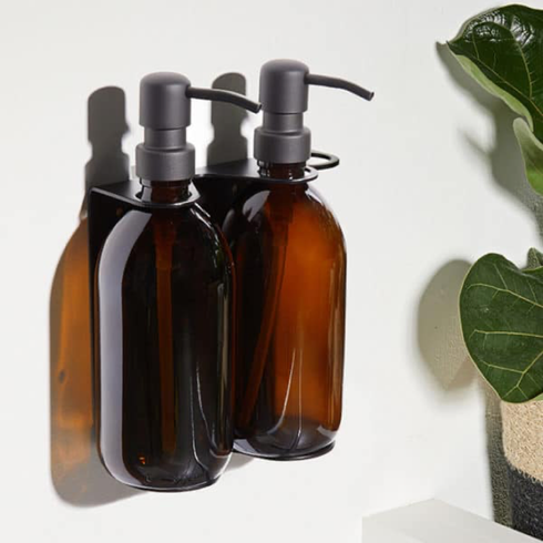 Wandhalterung für Pumpspender double | Edelstahl schwarz