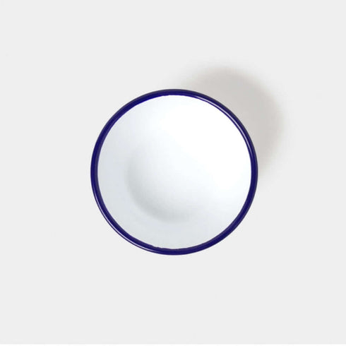 6er Set Emaille-Schüsseln | weiss mit blauem Rand