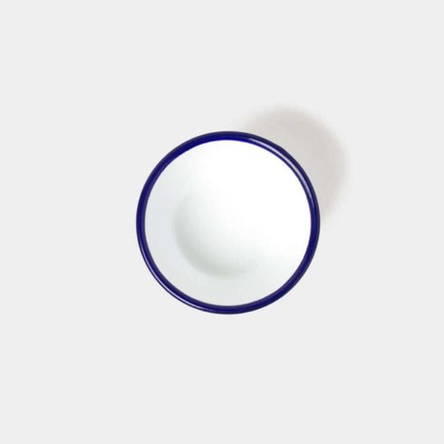 6er Set Emaille-Schüsseln | weiss mit blauem Rand