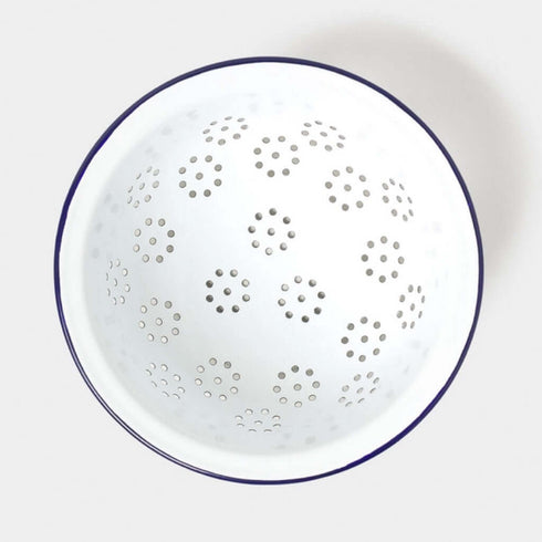 6er Set Emaille-Schüsseln | weiss mit blauem Rand