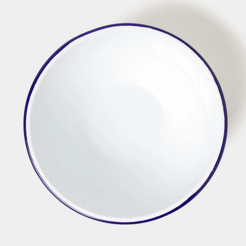 6er Set Emaille-Schüsseln | weiss mit blauem Rand