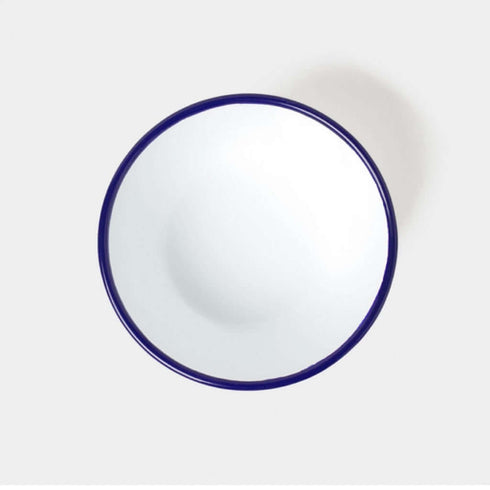 6er Set Emaille-Schüsseln | weiss mit blauem Rand