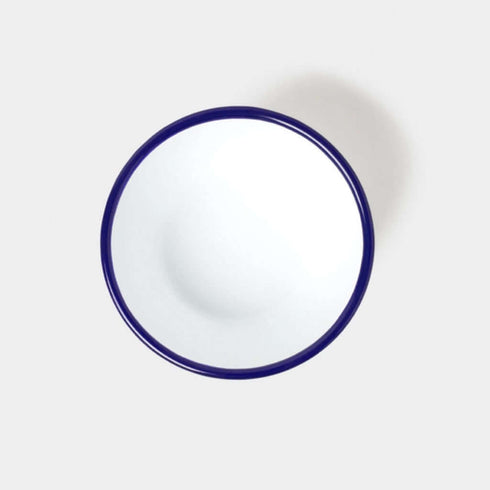 6er Set Emaille-Schüsseln | weiss mit blauem Rand