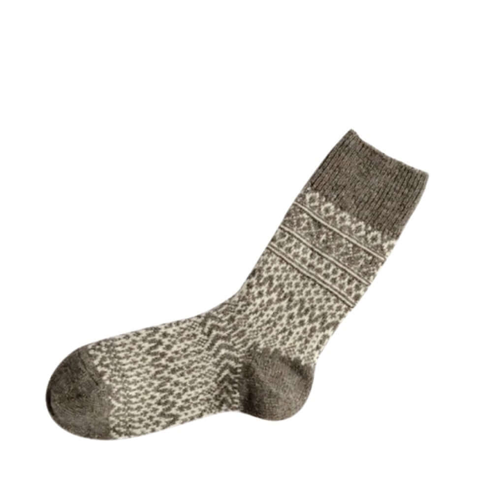 joyne.com | Woll Socken Jacquard Muster | gray & white von Nishiguchi Kutsushita