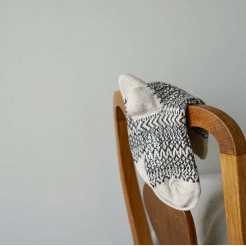 Woll Socken Jacquard Muster | oatmeal