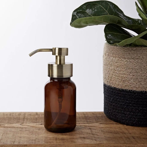 Seifenspender Glas mit Edelstahl Pumpe schäumend 250 ml | Gold