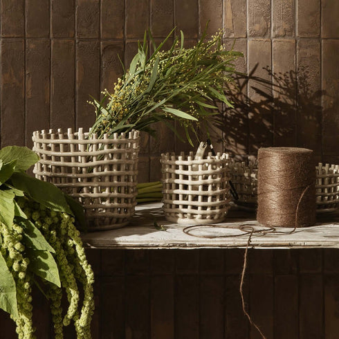 Keramik Korb cashmere | Ø 16 cm