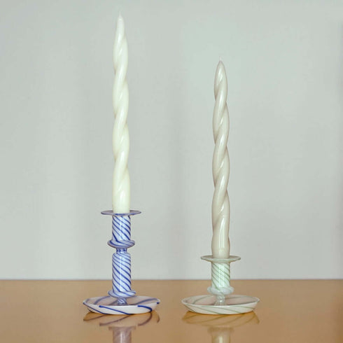 Kerzenständer Flare M | blue/white stripes