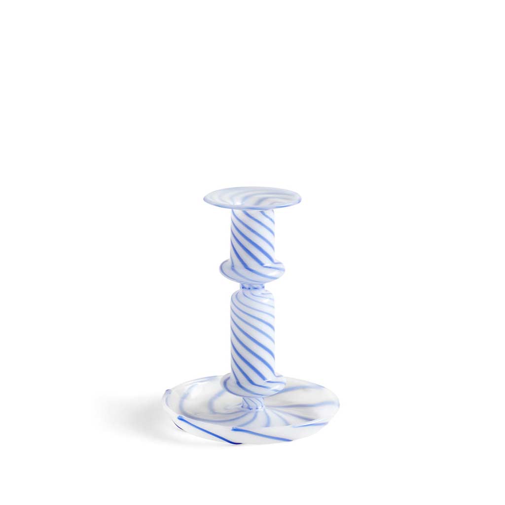 joyne.com | Kerzenständer Flare M | blue/white stripes von HAY