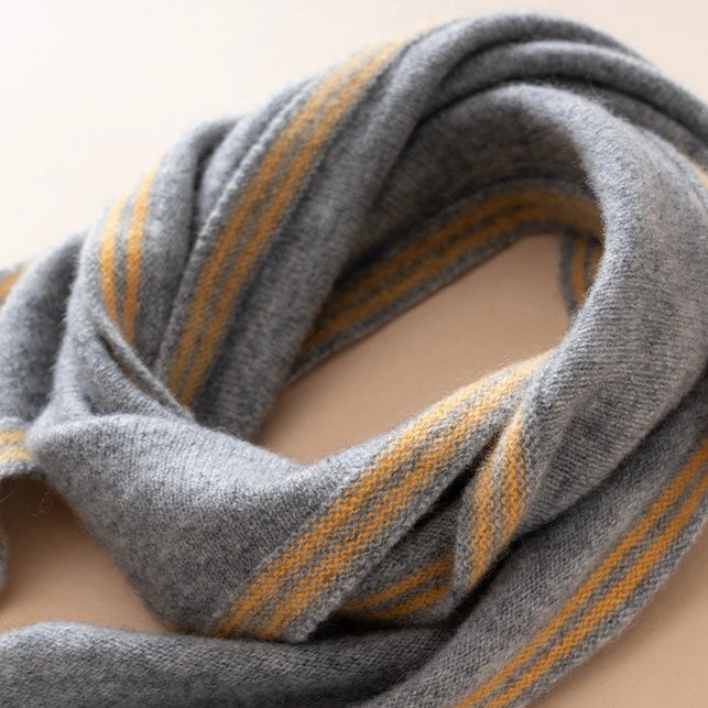 Sophie Scarf 100% Cashmere | light grey/yellow