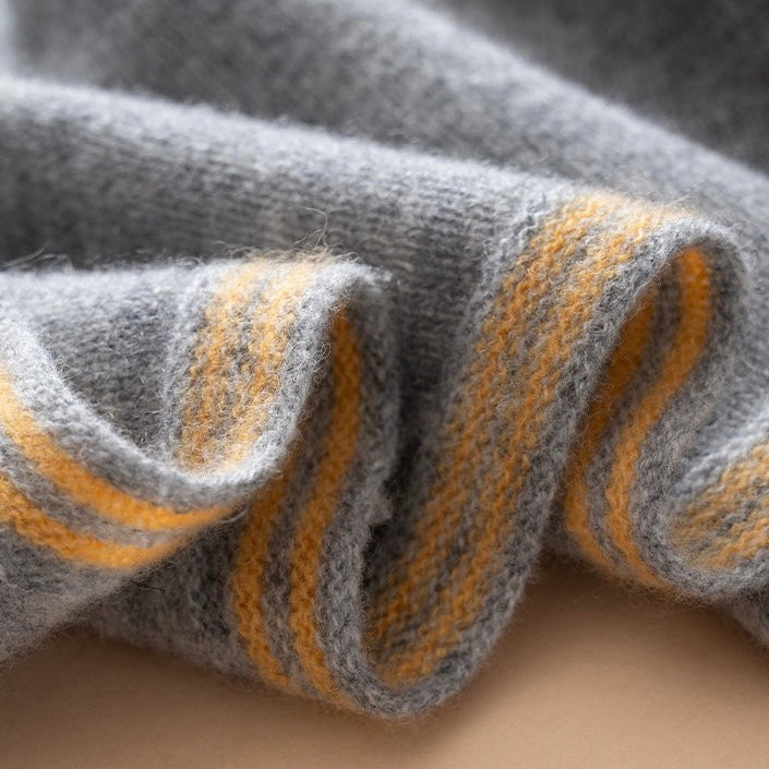 Sophie Scarf 100% Cashmere | light grey/yellow