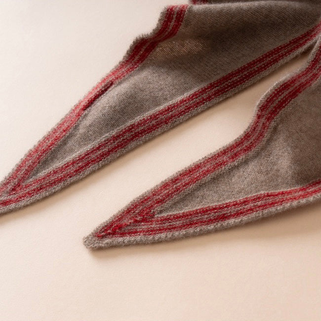 Écharpe Sophie 100 % cachemire | beige/rouge