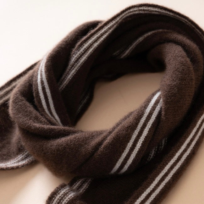 Sophie Scarf 100% Cashmere | brown/white