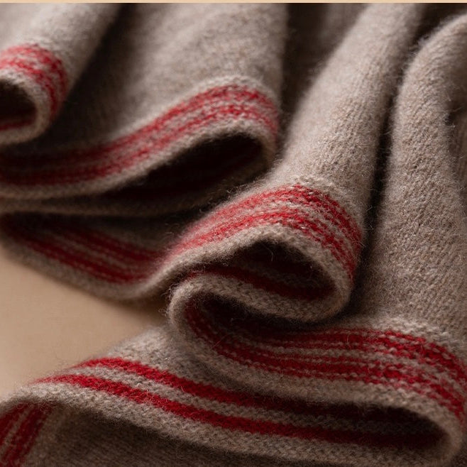 Écharpe Sophie 100 % cachemire | beige/rouge