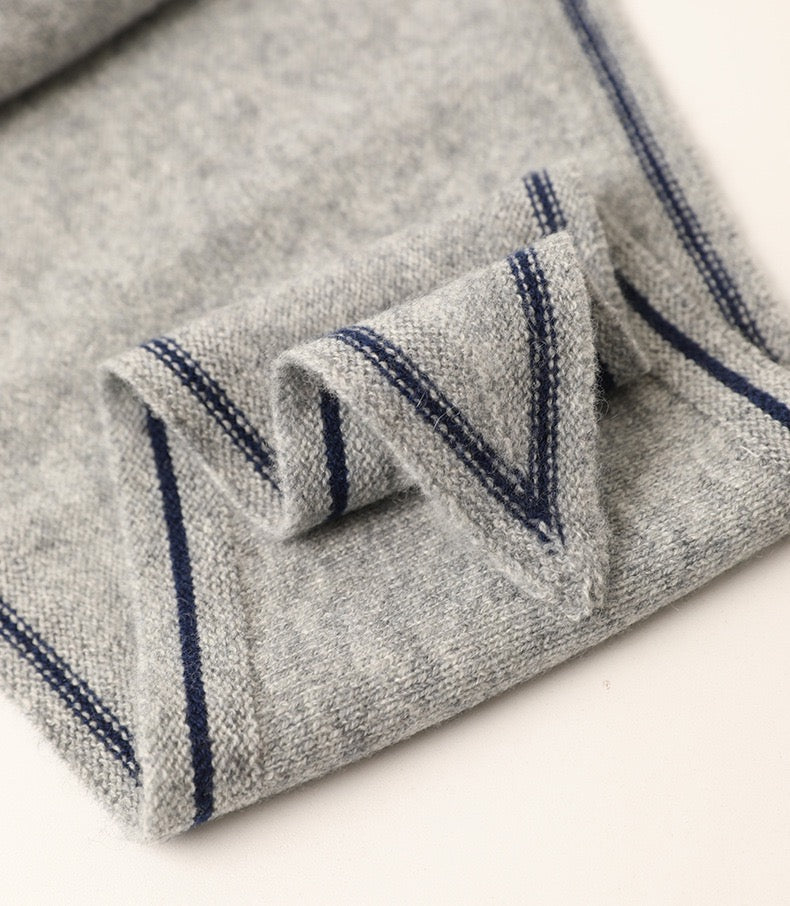 Sophie Scarf Cashmere | grey/navy