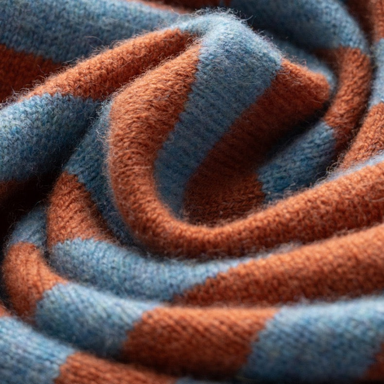 Sophie Schal Streifen Kaschmir | bleu/ocre