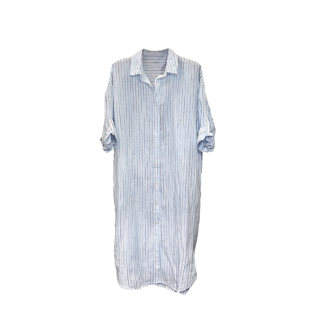 Tunika Langarm 3/4 | white & blue lines