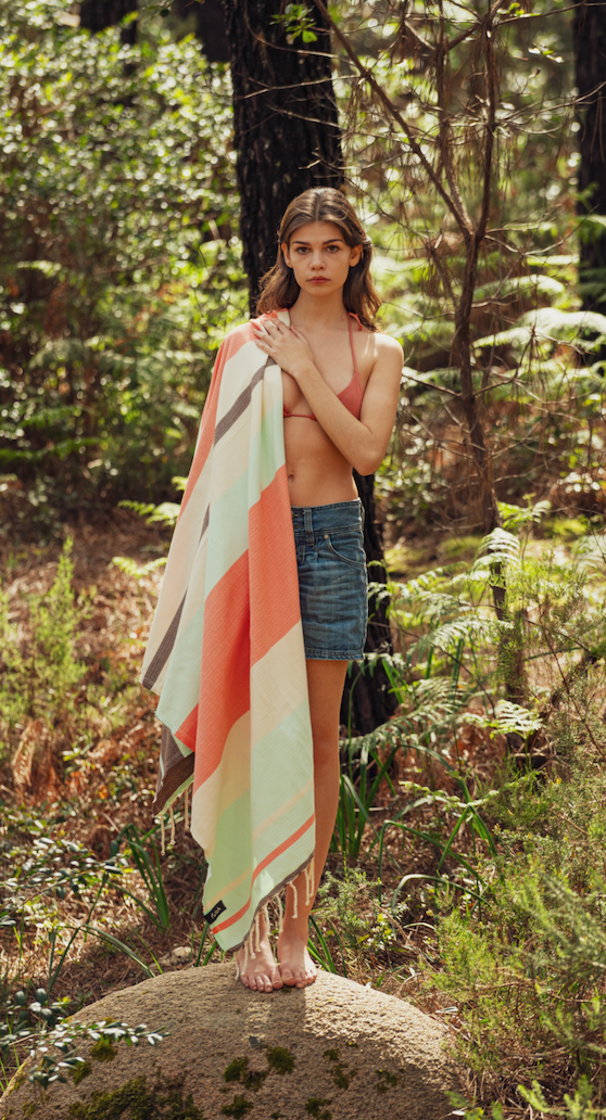 Beach Towel Papua | mint & coral
