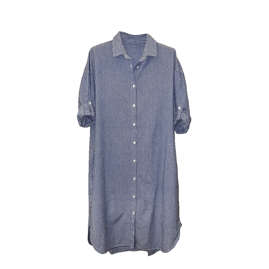 Tunique manches 3/4 | rayures bleues et blanches
