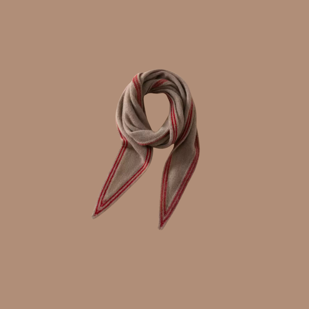 Écharpe Sophie 100 % cachemire | beige/rouge