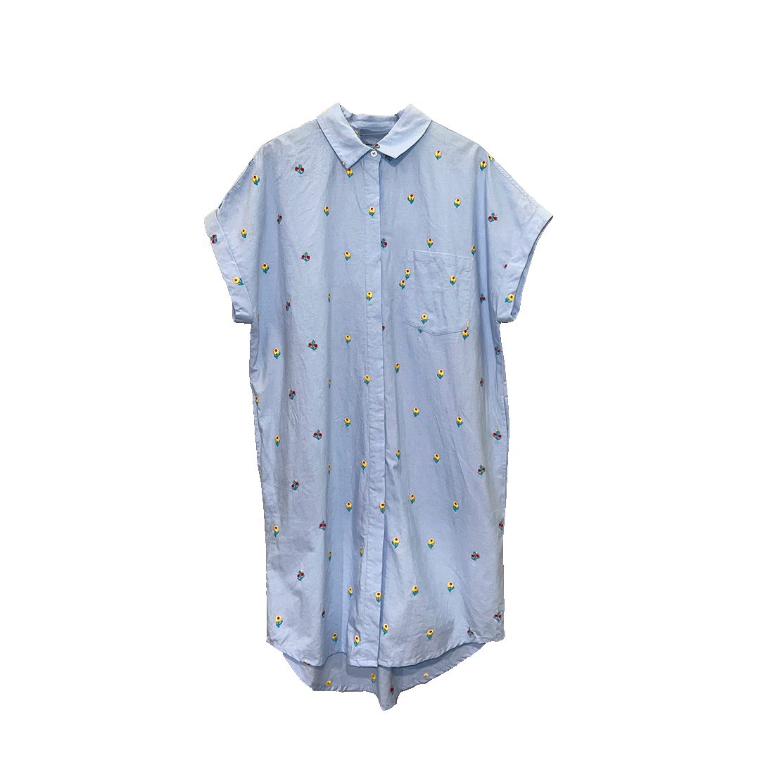 Tunic short sleeve | blue & flower