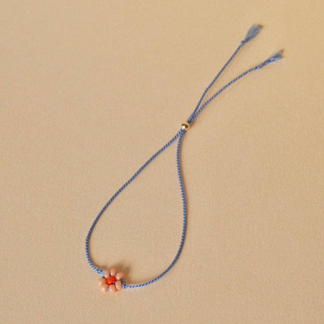 Tiny Flower Bracelet | peach & sky blue