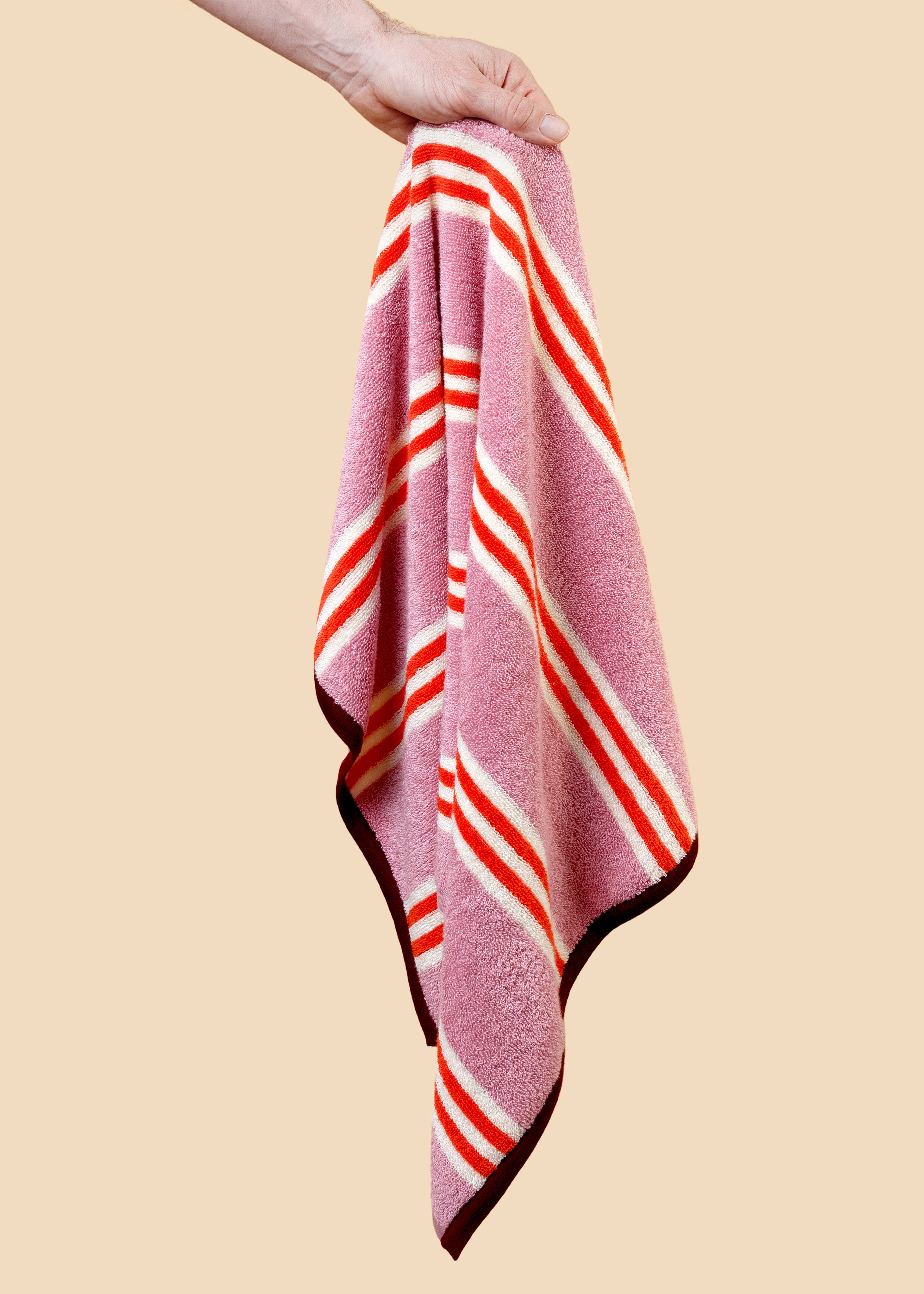 Frotte-Handtuch gestreift | rosa