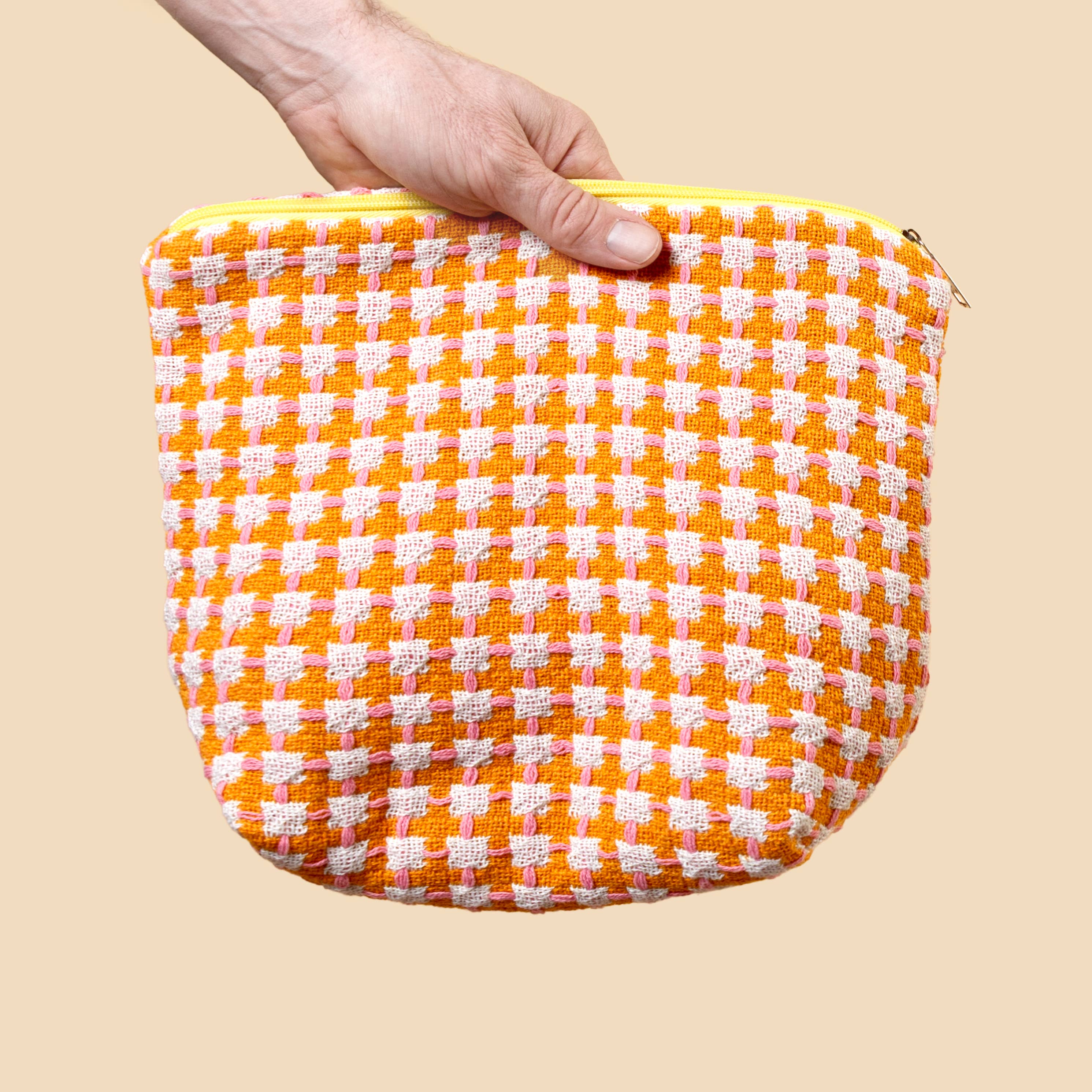 Trousse de toilette 100 % coton | orange et rose