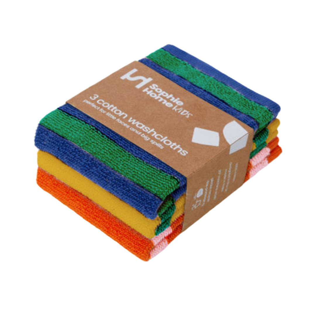 3-piece set of terry dishcloths | multicolour stripes