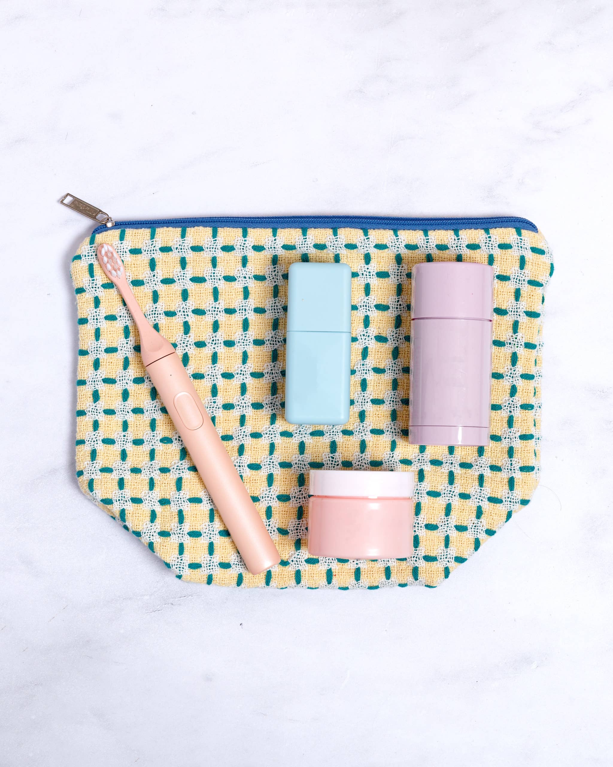 Trousse de toilette 100% coton | jaune et vert