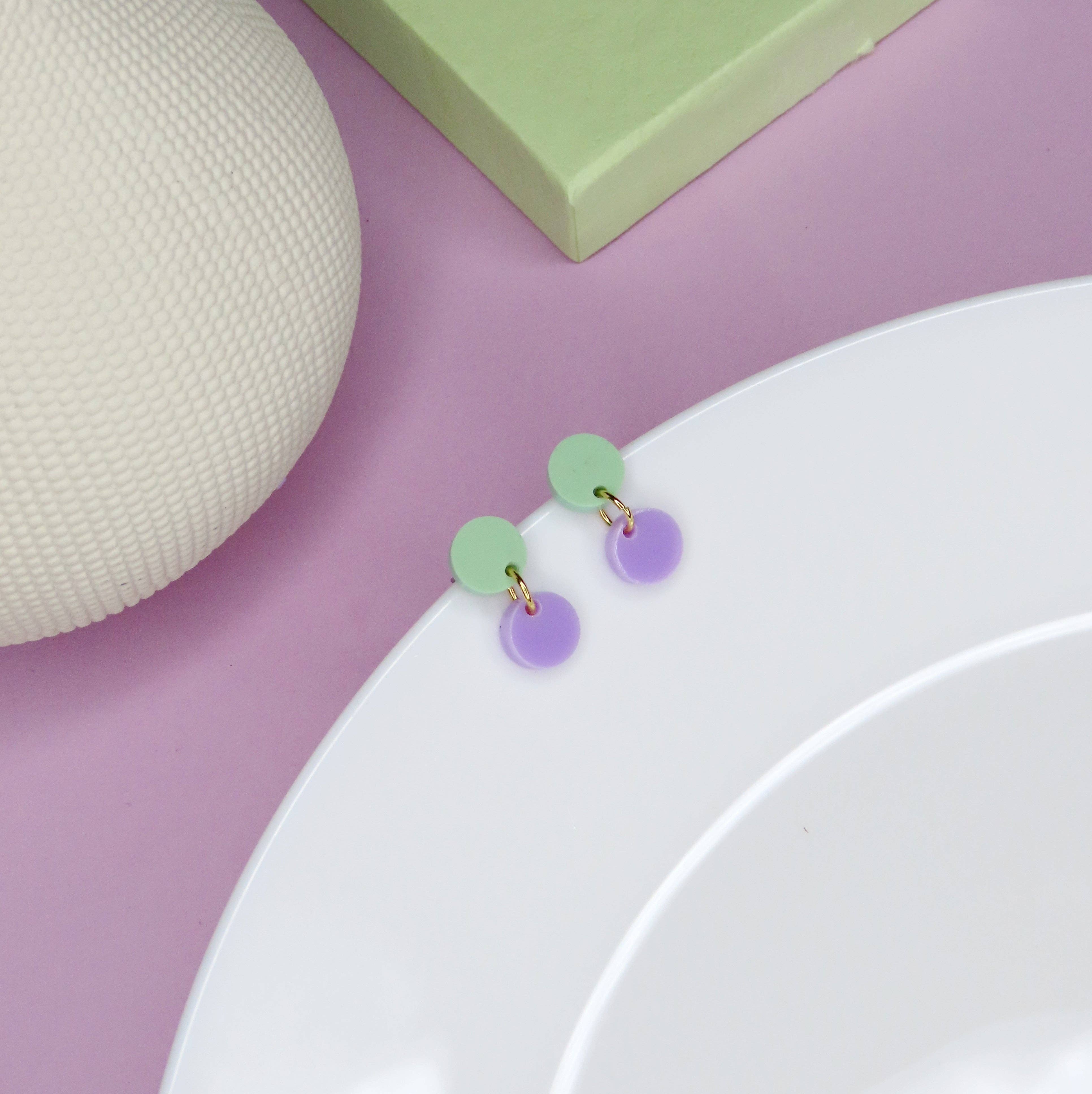 Dotty Acrylic Earrings | mint + lilac