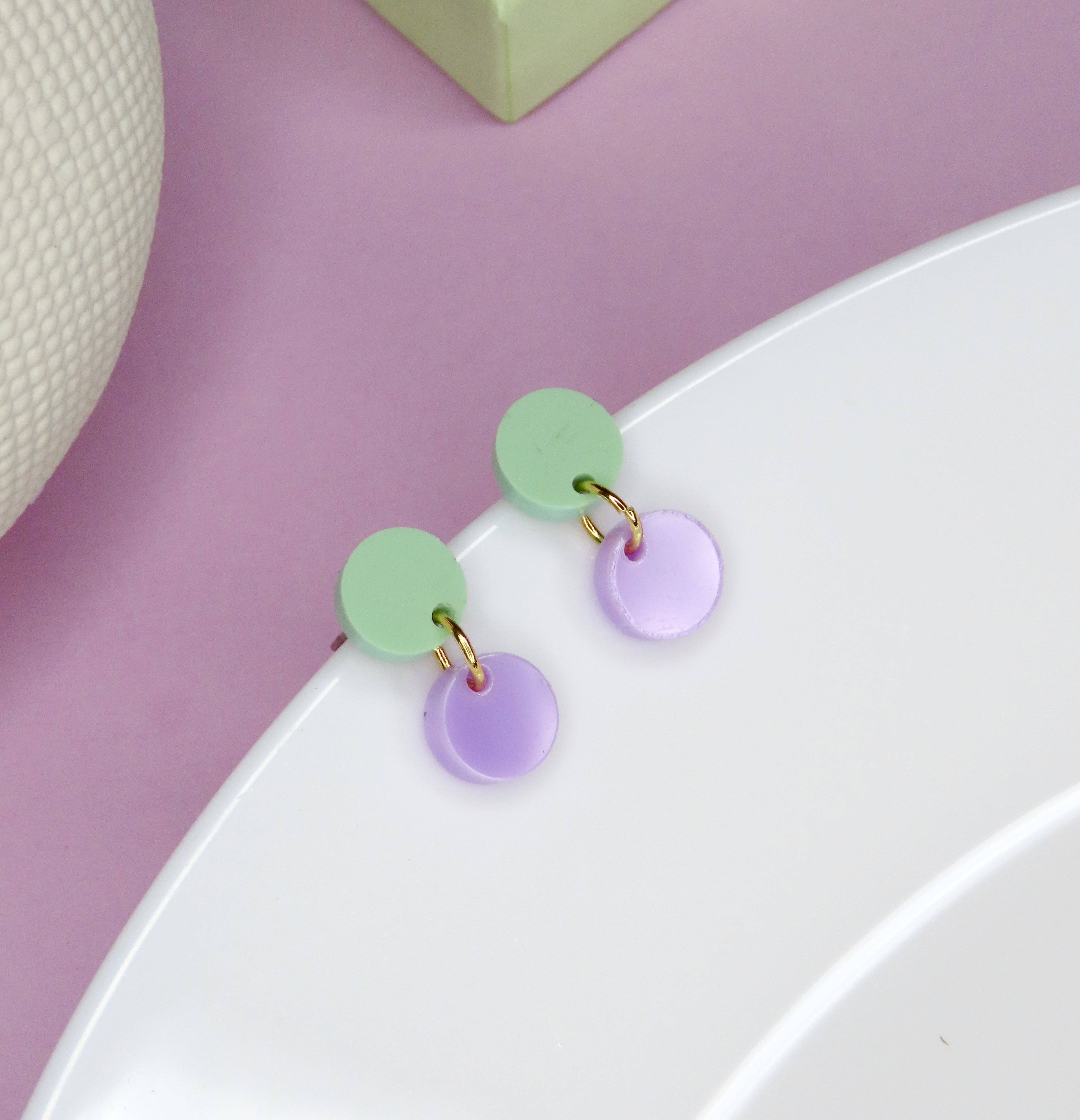 Dotty Acrylic Earrings | mint + lilac
