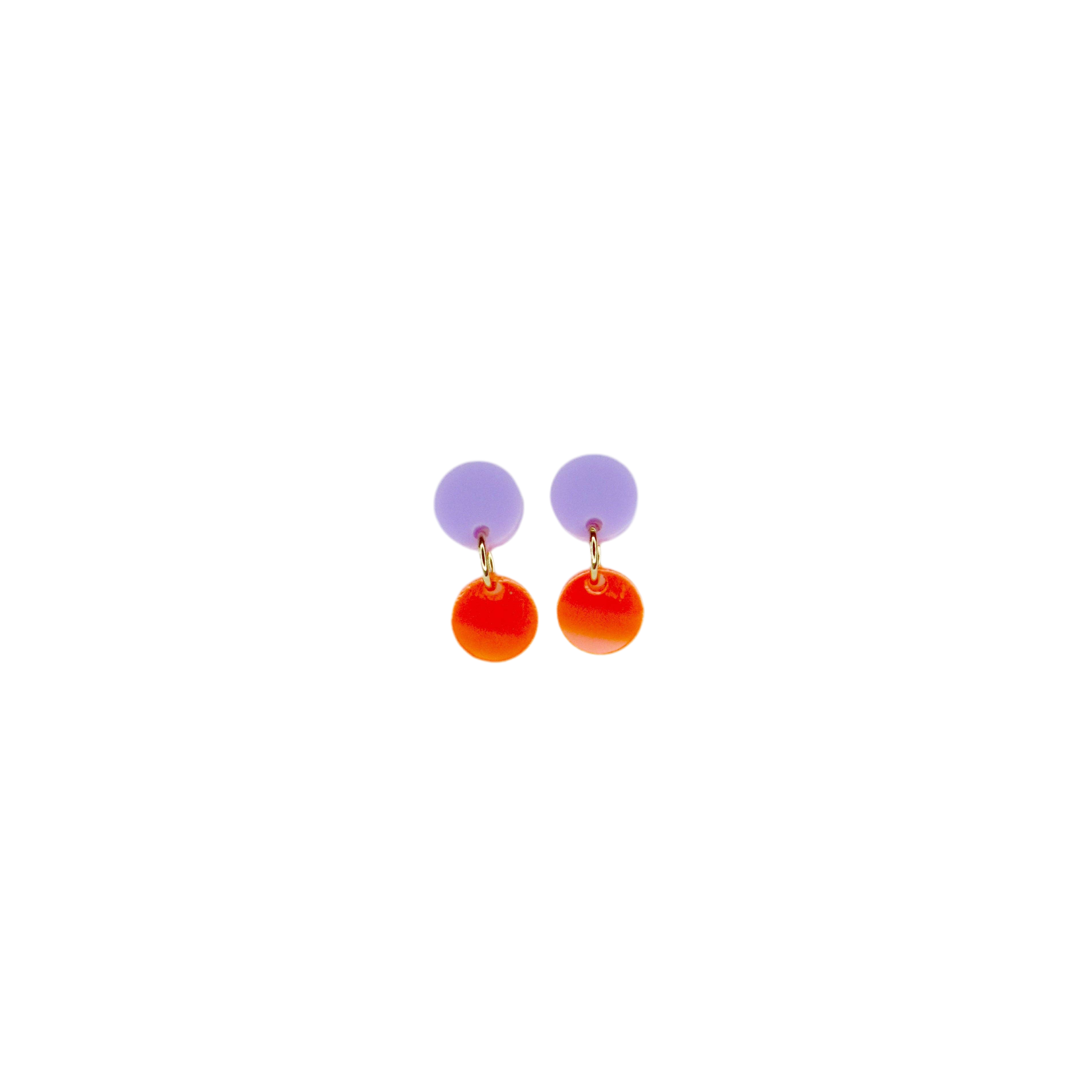 Boucles d'oreilles acryliques Dotty | orange fluo + lilas