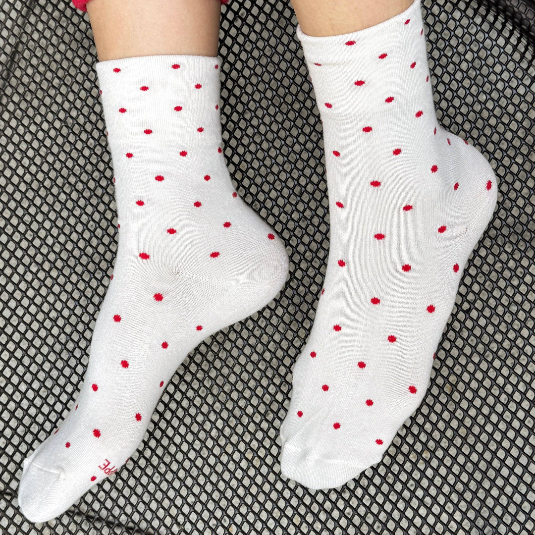 Socquettes | Cacao & pois bleus