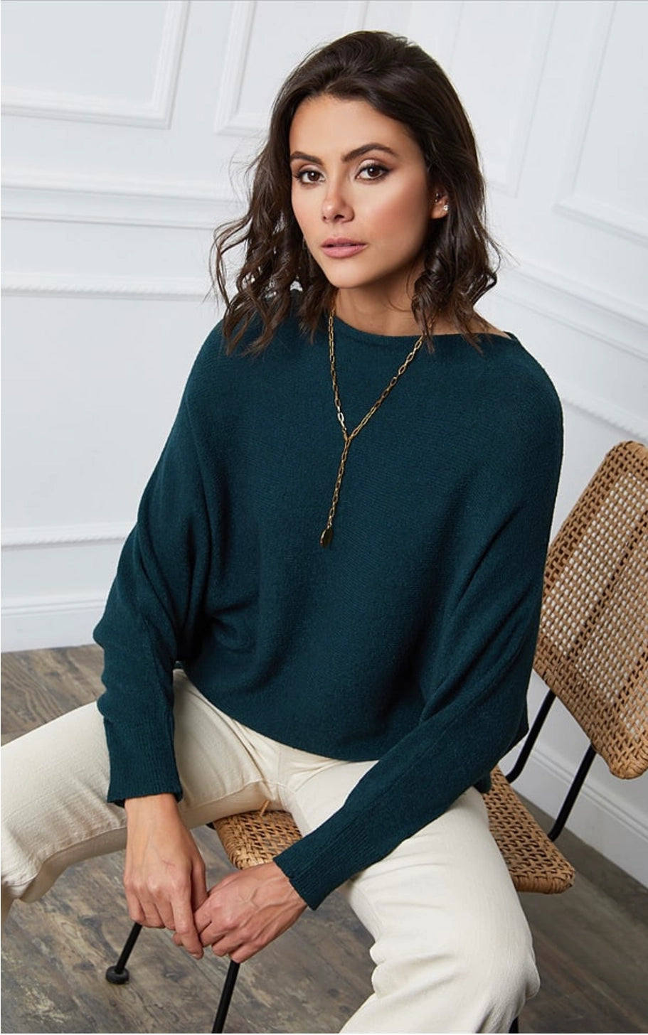 Pull-over à manches chauve-souris | vert