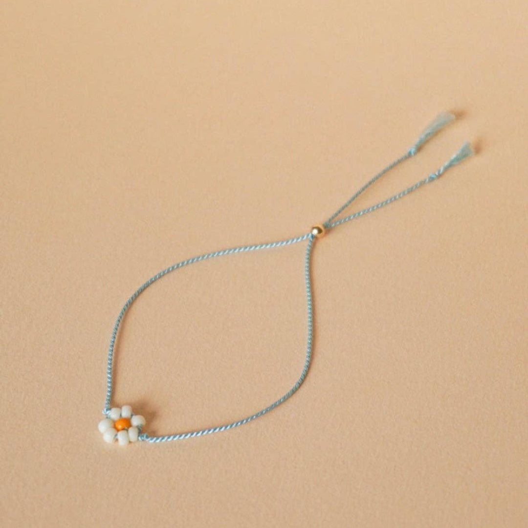 Bracelet Petite Fleur | blanc et bleu aqua
