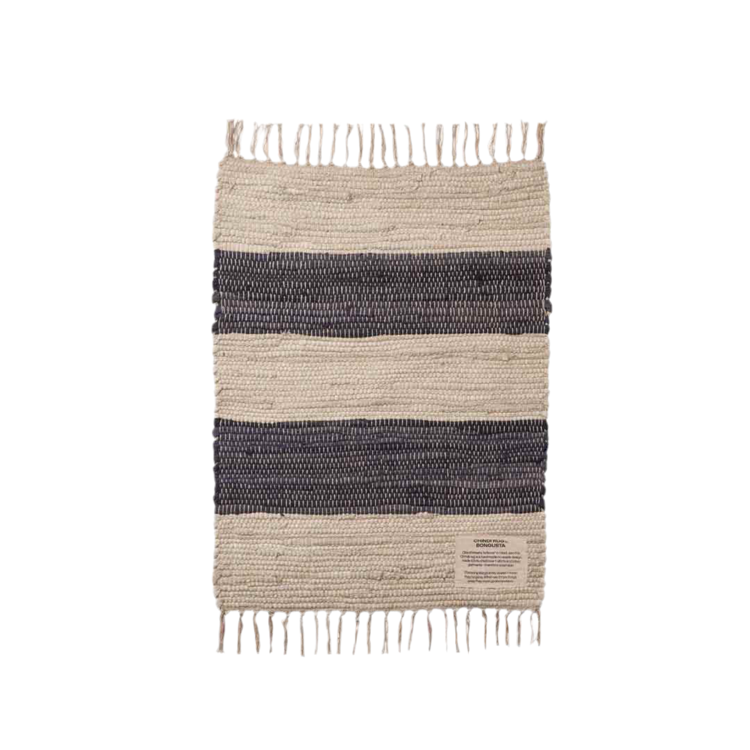 Tapis tissé à la main CHINDI | gris et beige