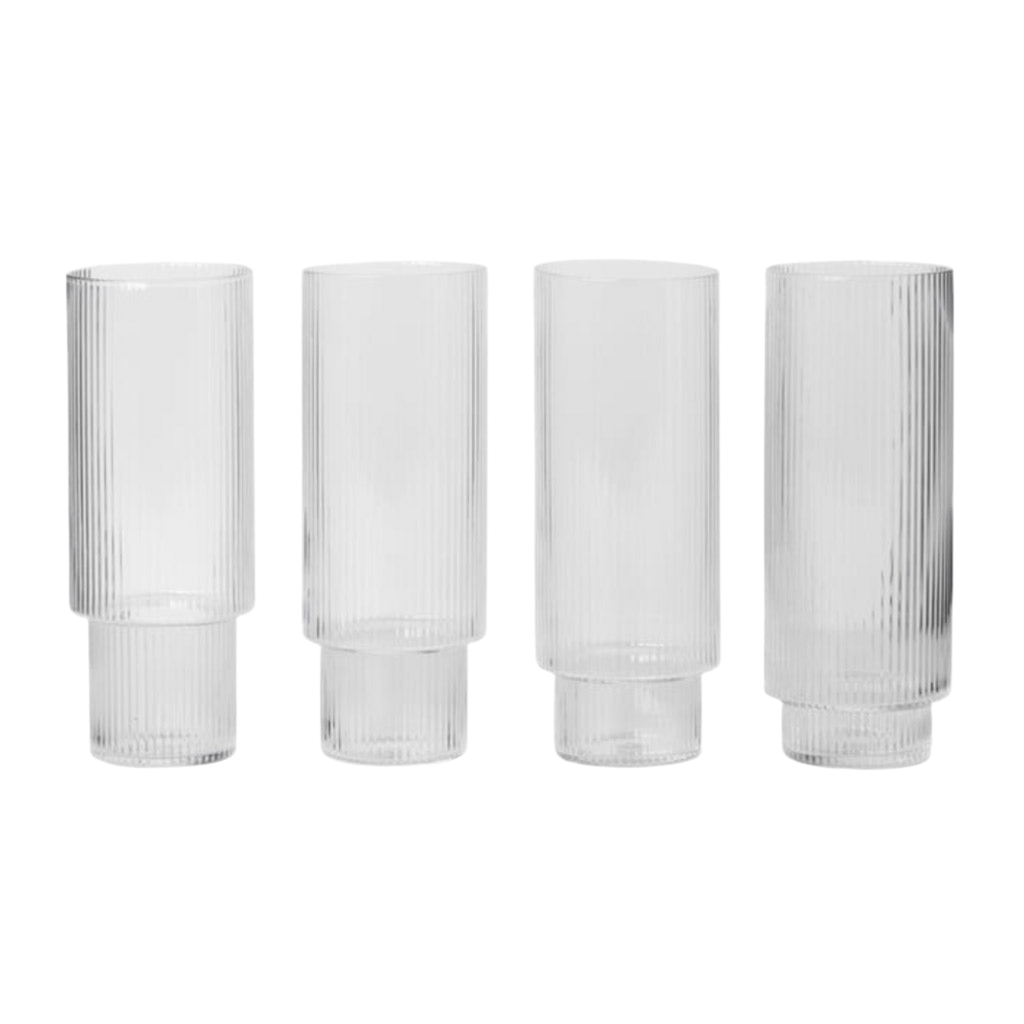 Ripple Long Drink Glasses (Set of 4) | Clear