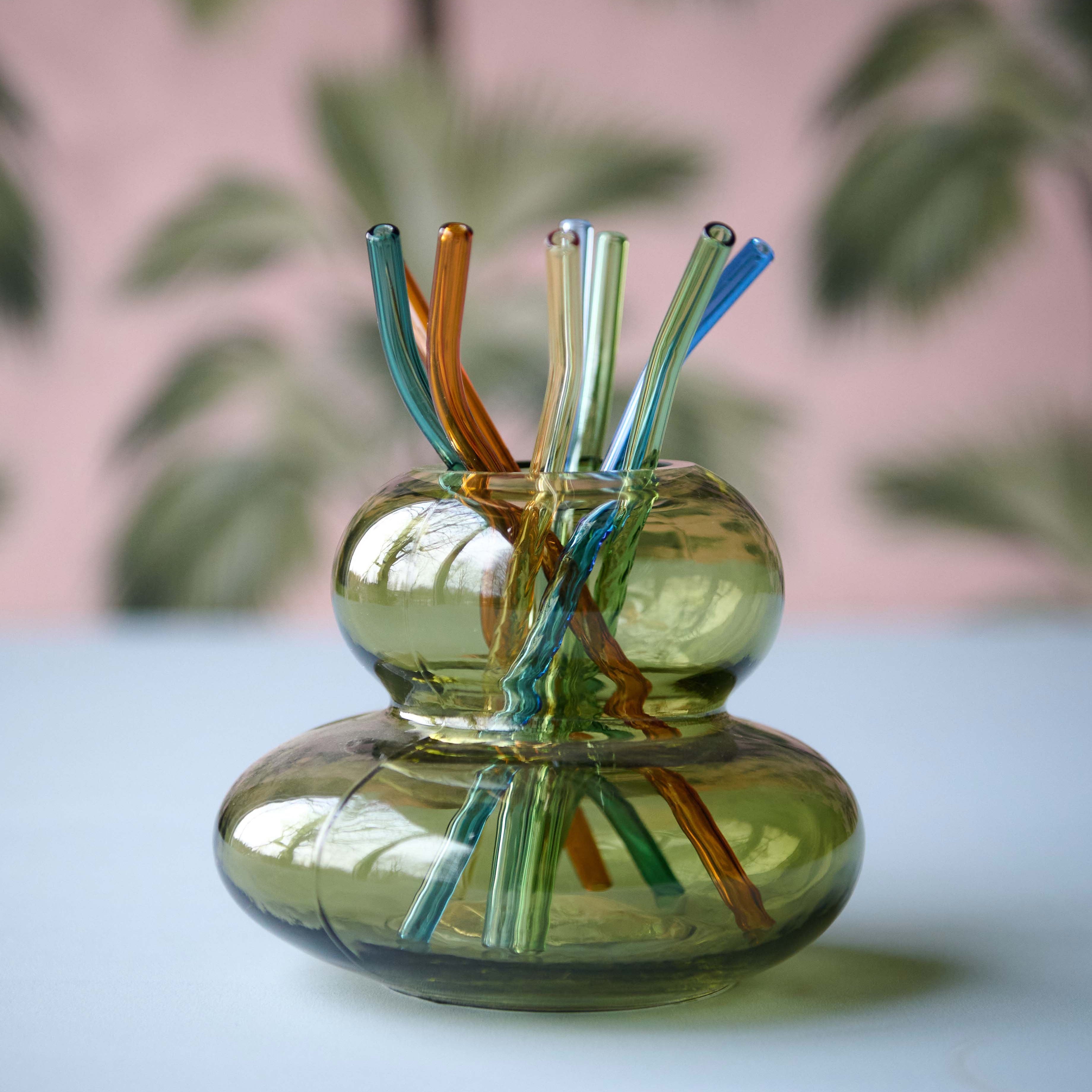 Lot de 4 pailles en verre | multicolore