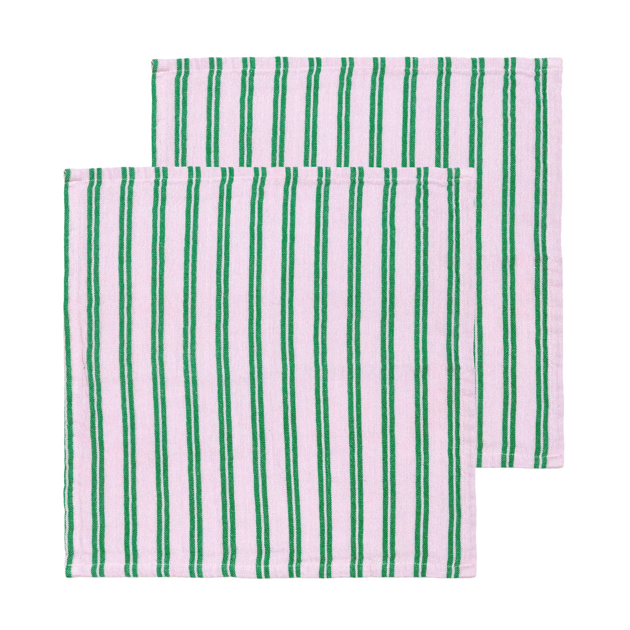 Serviettes en coton lot de 2 | rayures lilas