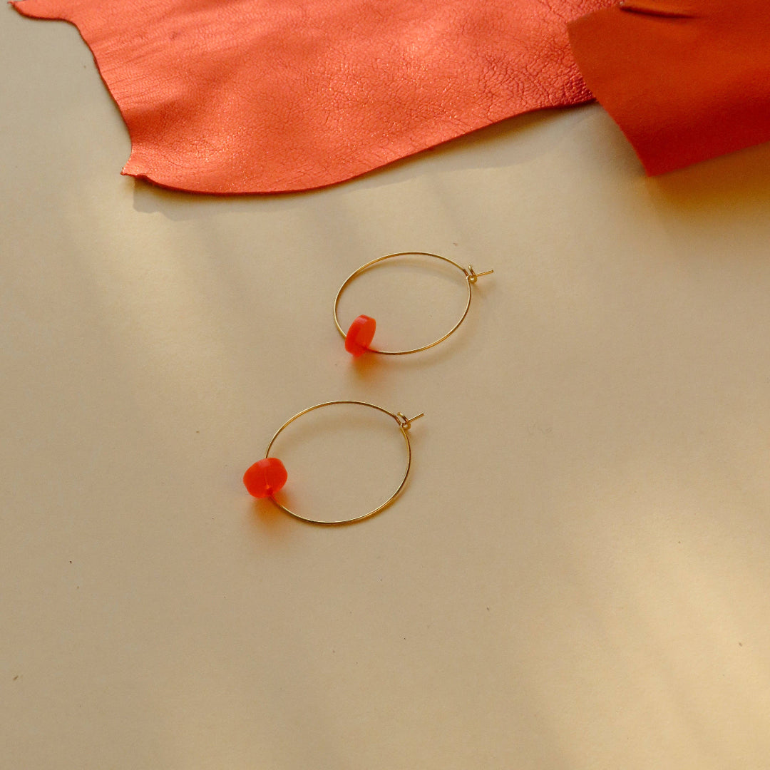 Earrings Hoops | neon orange Dots
