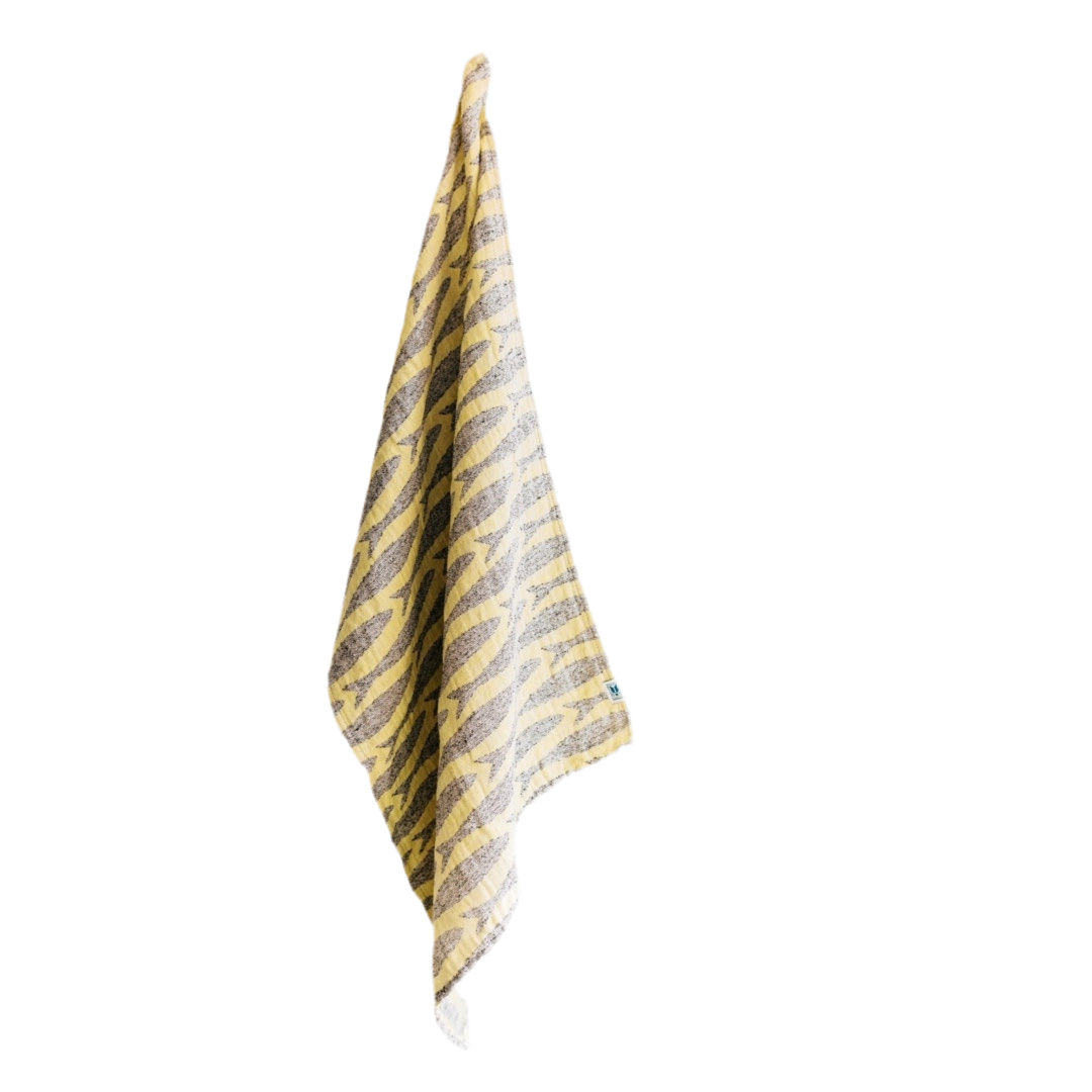 Dish Towel Sardine | light gray/yellow