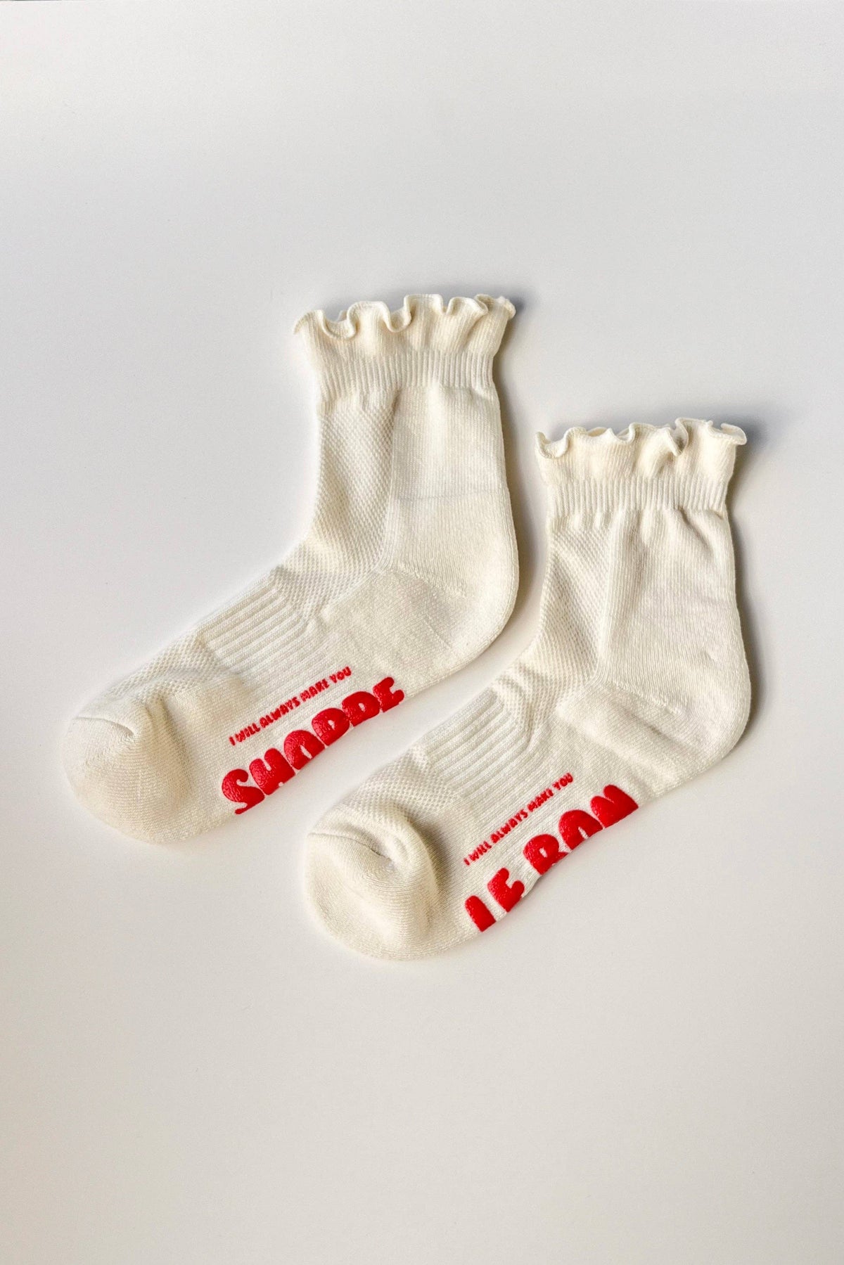 Rüschen-Hugger-Crew-Socken (Großhandel): HT. GREY / RED