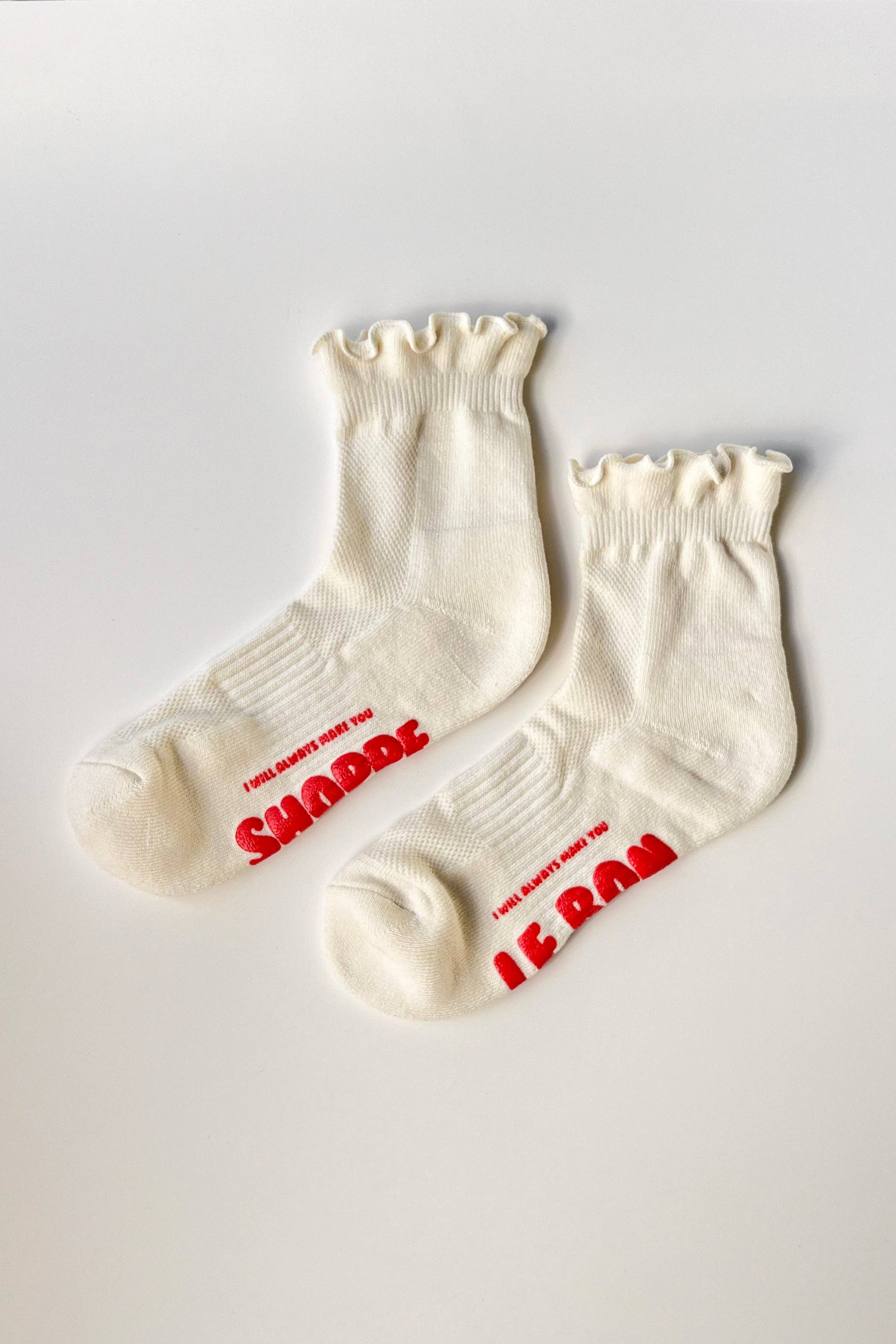 Rüschen-Hugger-Crew-Socken (Großhandel): VINTAGE PINK / BLACK