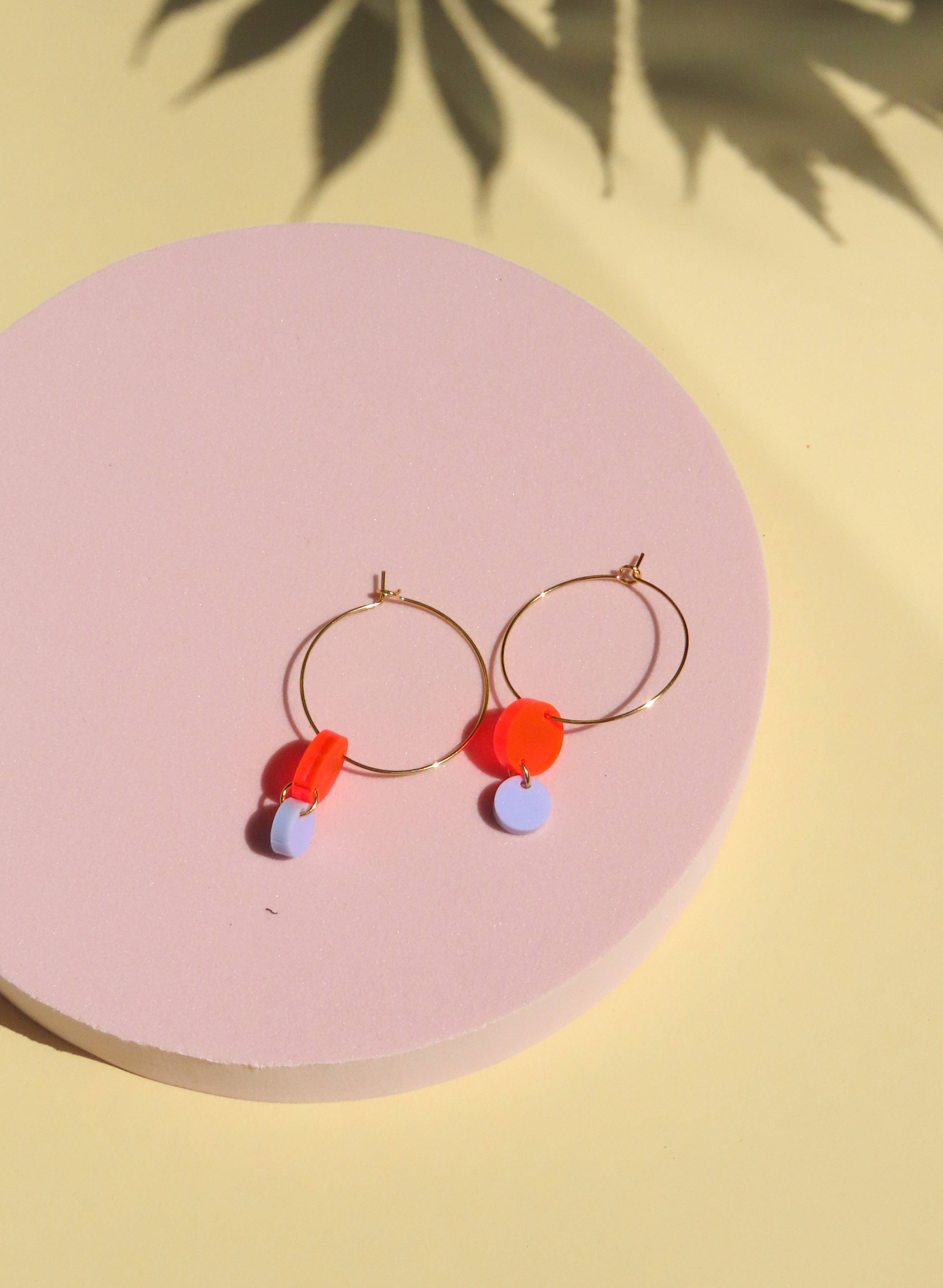Earrings Hoops | orange + lilac Circle